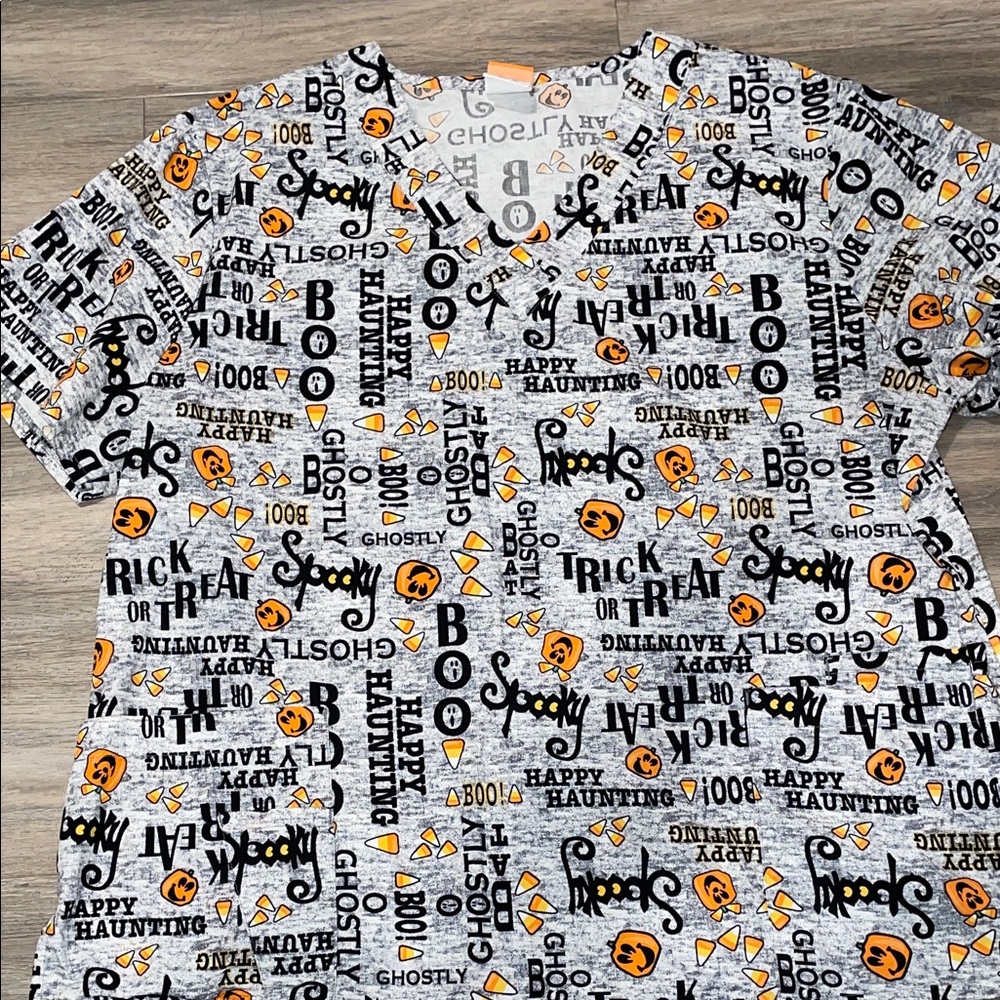 Halloween Graphic Scrub Top